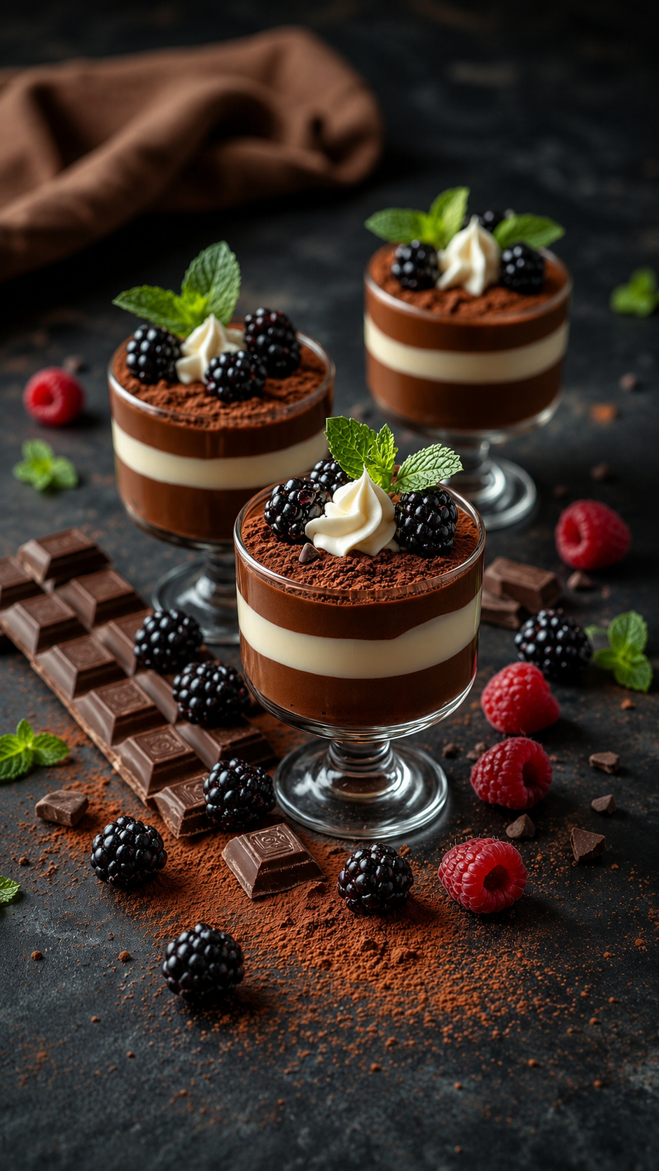 No-Bake PB Layered Chocolate Mousse Parfait