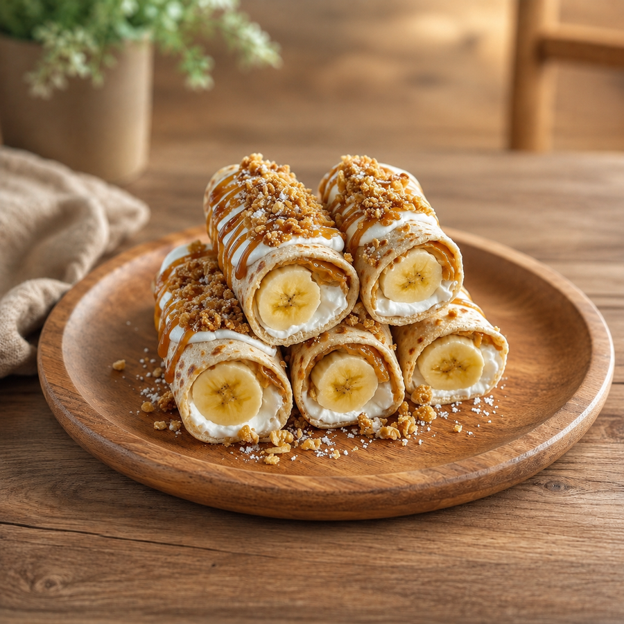 PB Banana Crepe Rolls