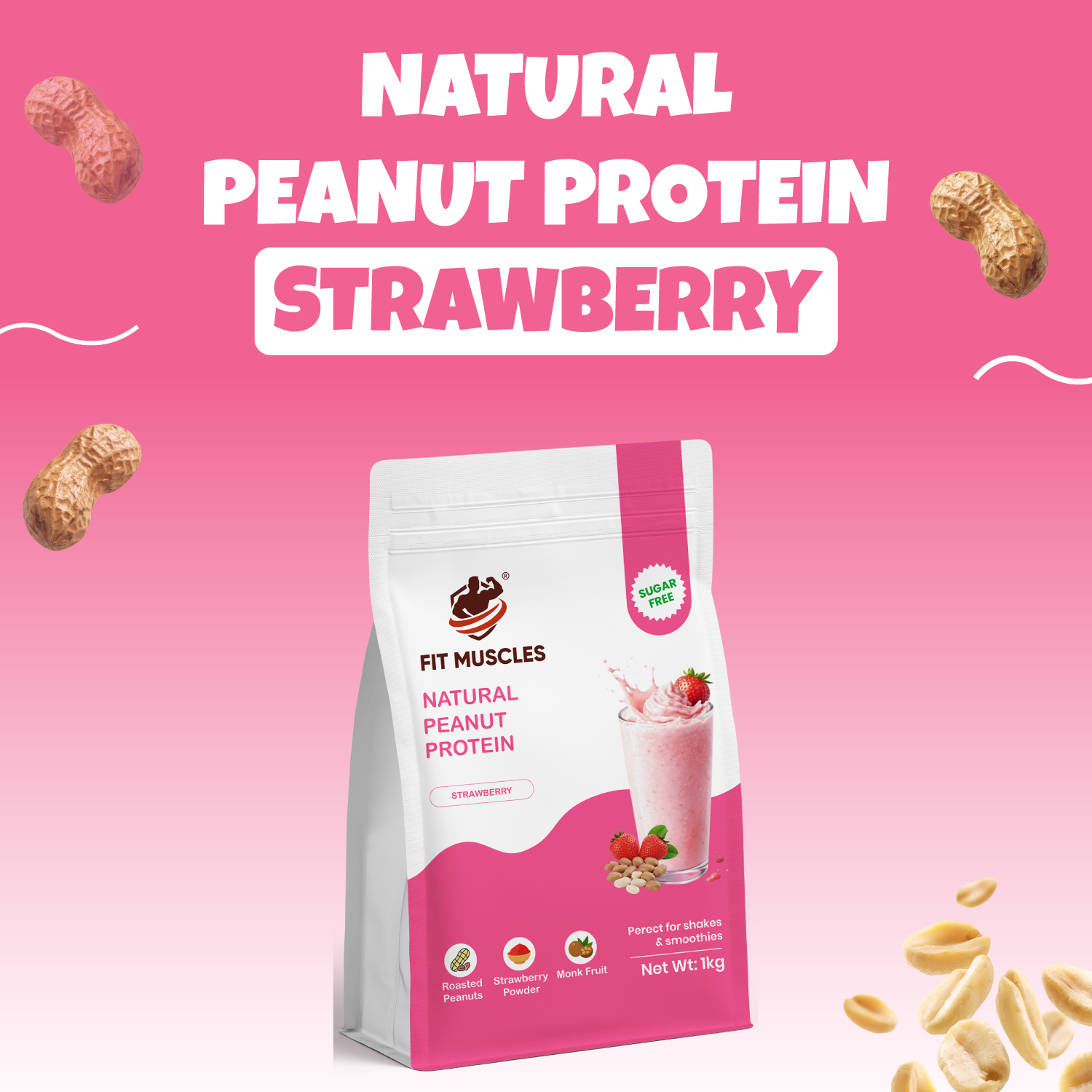 Natural Peanut Protein Powder- Strawberry