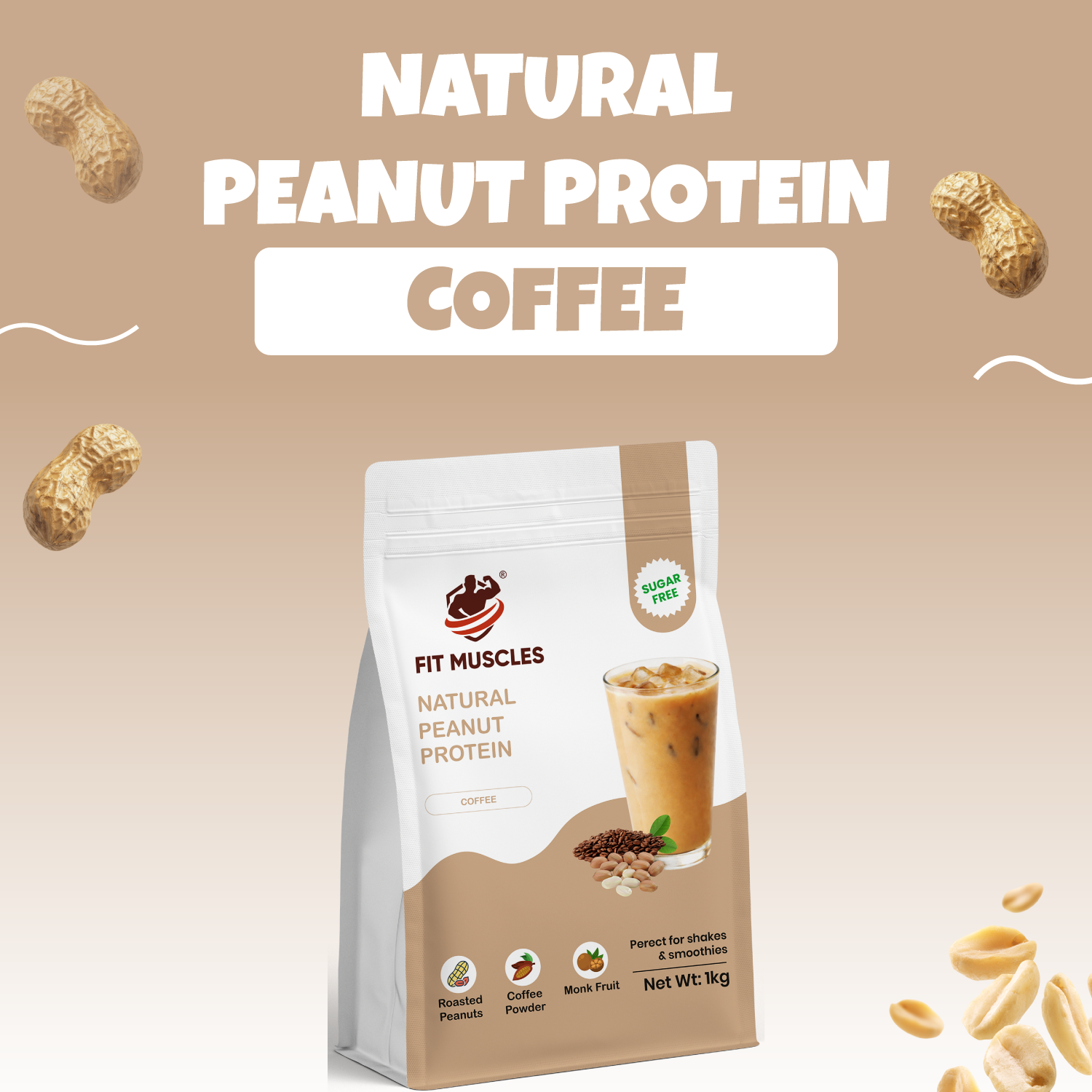Natural Peanut Protein Powder - Coffee
