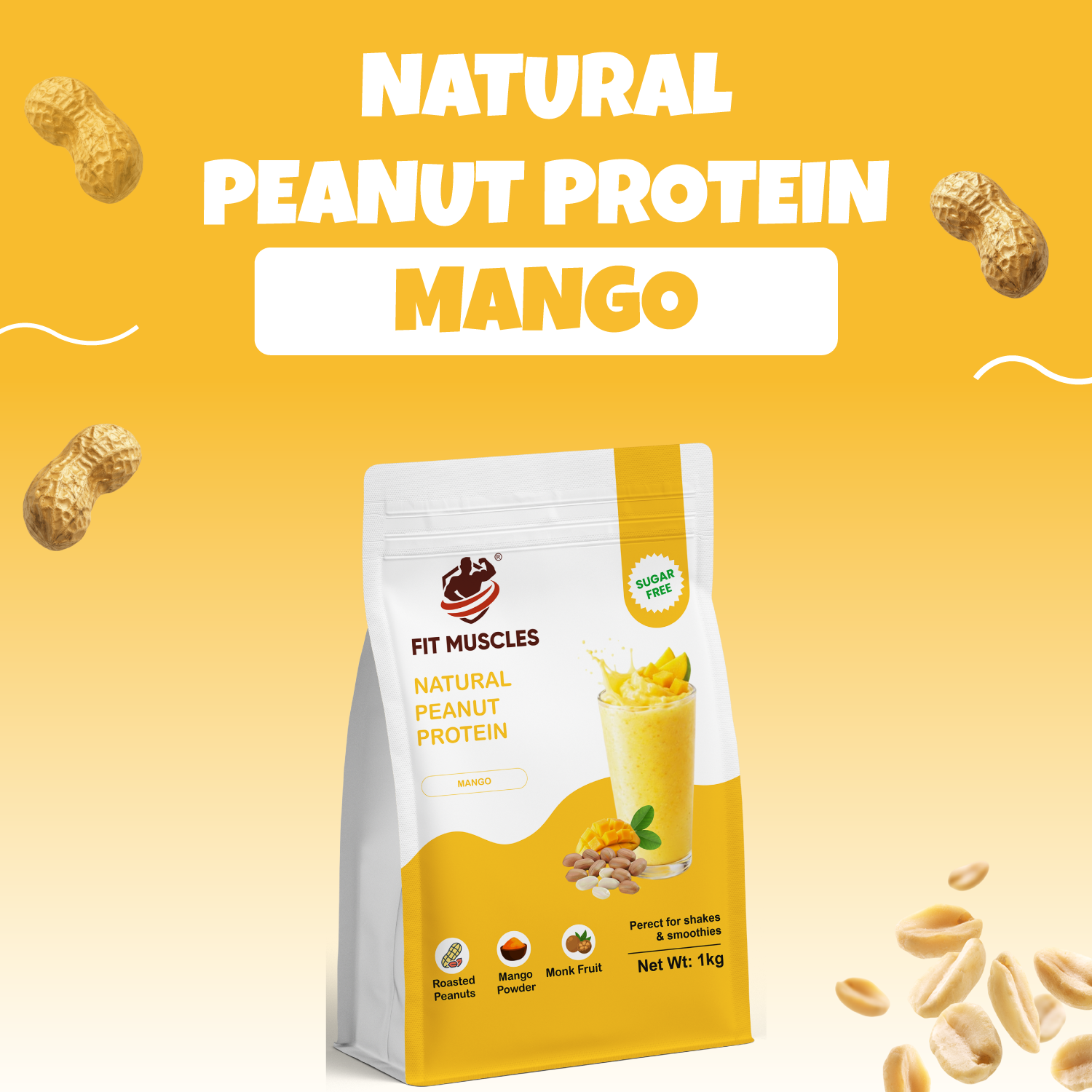 Natural Peanut Protein Powder - Mango
