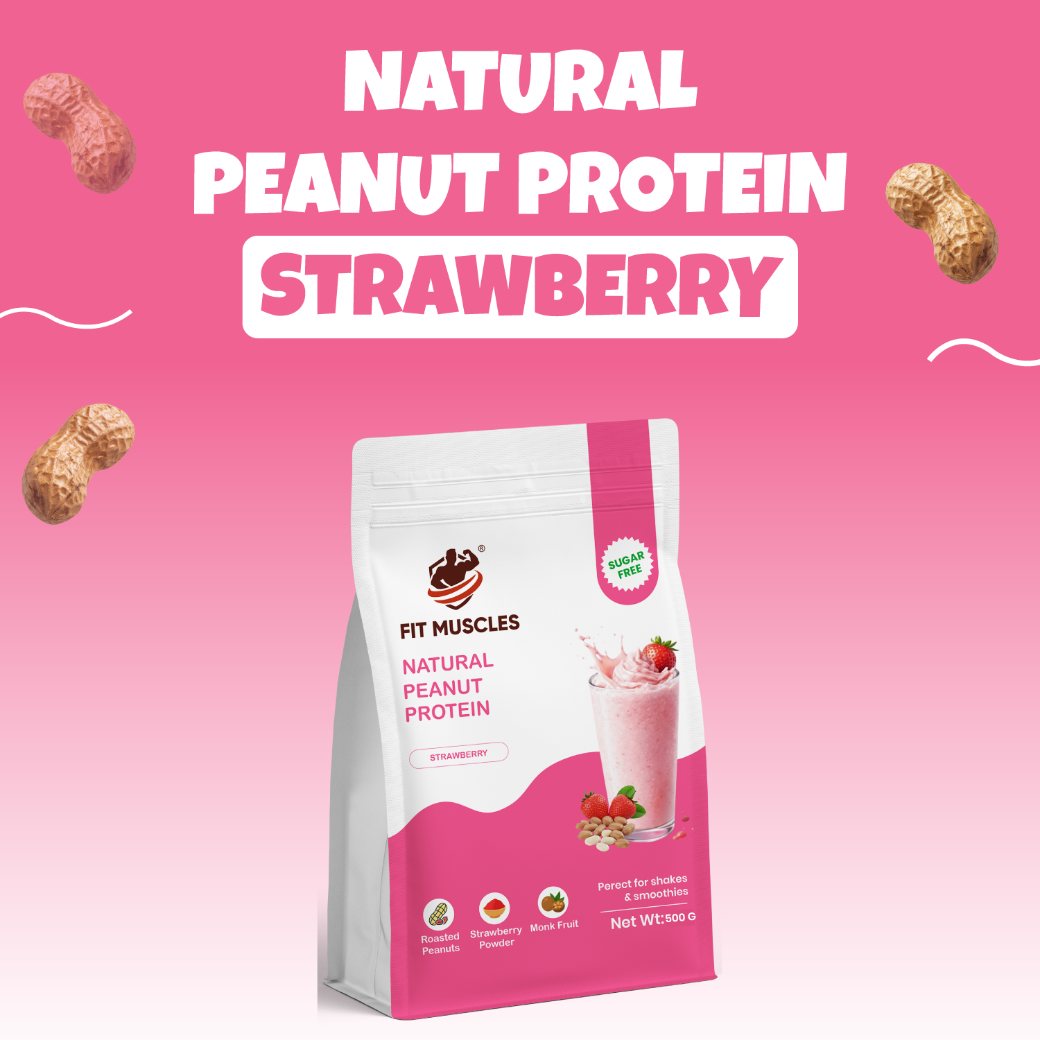 Natural Peanut Protein Powder- Strawberry