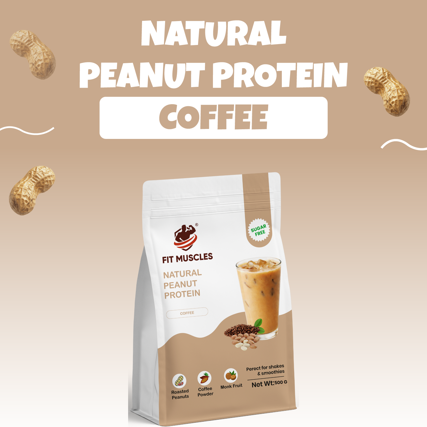 Natural Peanut Protein Powder - Coffee