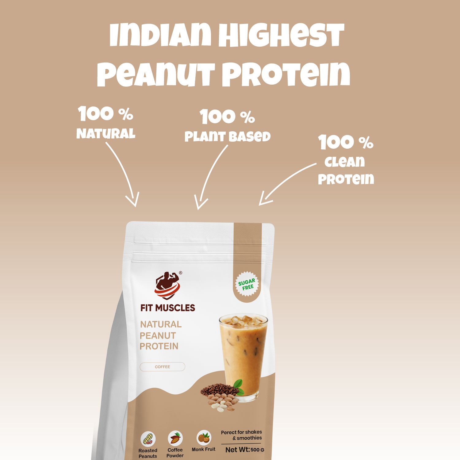 Natural Peanut Protein Powder - Coffee