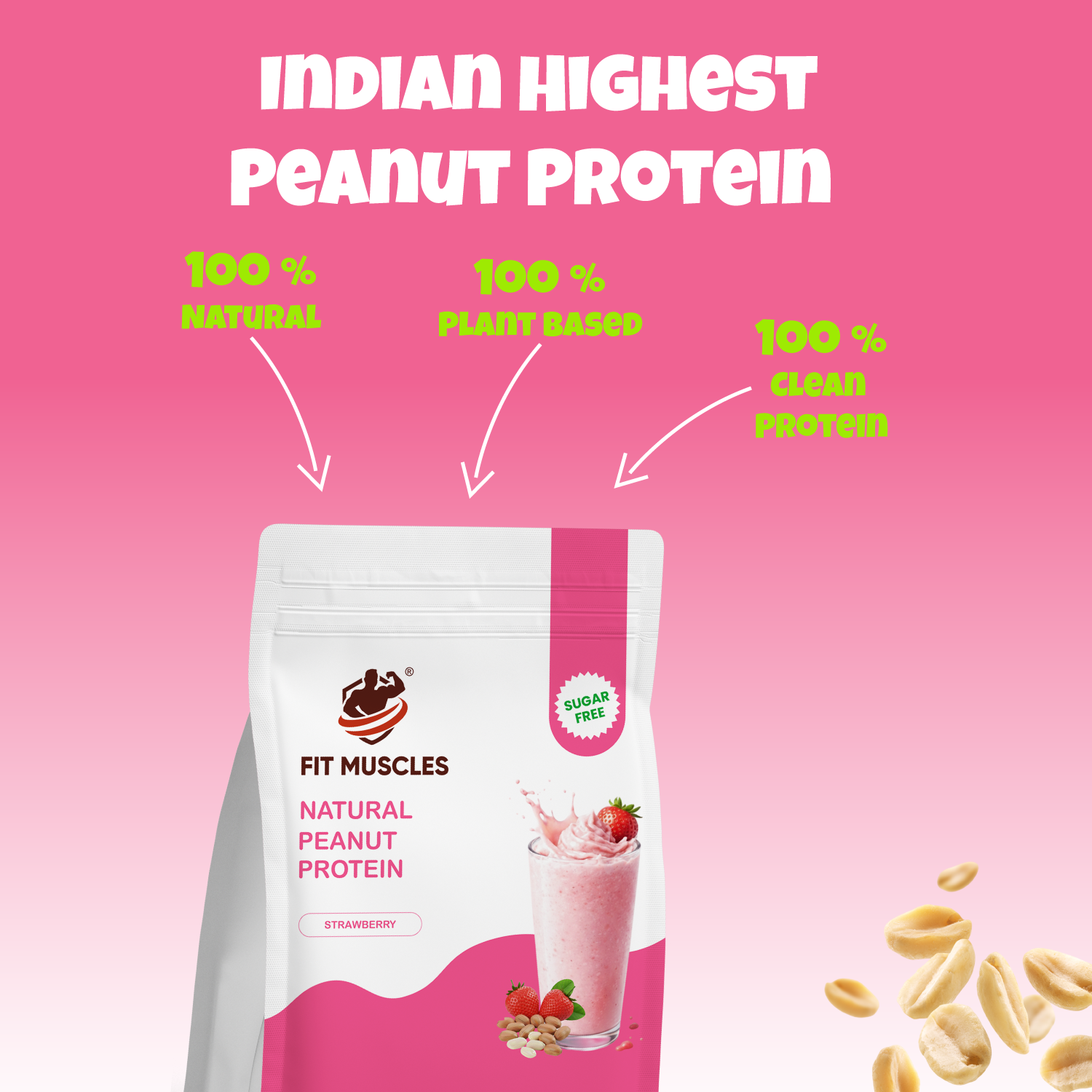 Natural Peanut Protein Powder- Strawberry