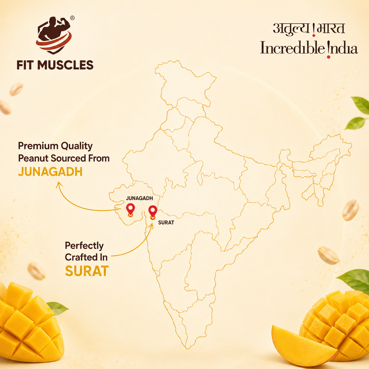 Natural Peanut Protein Powder - Mango