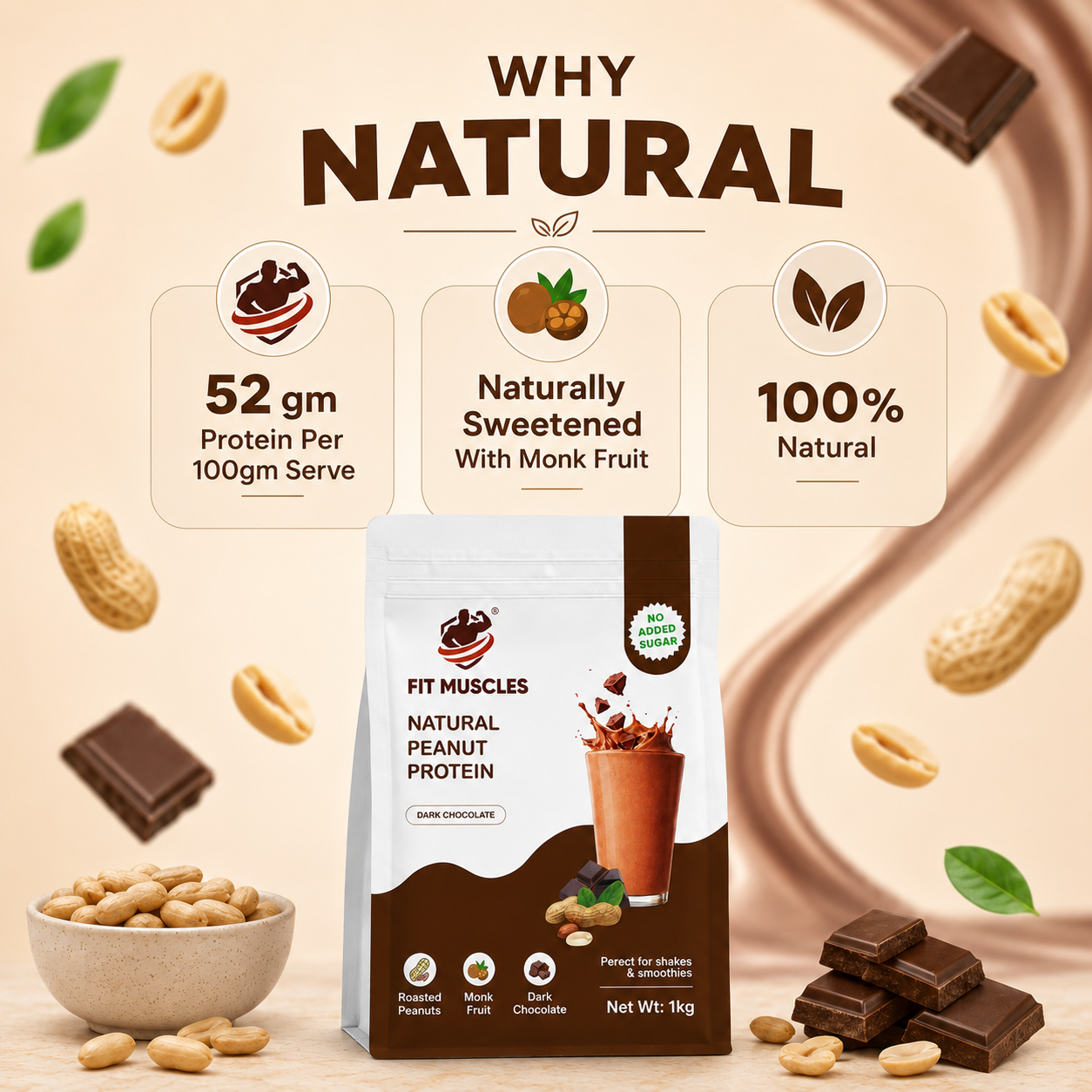 Natural Peanut Protein Powder-Dark Chocolate