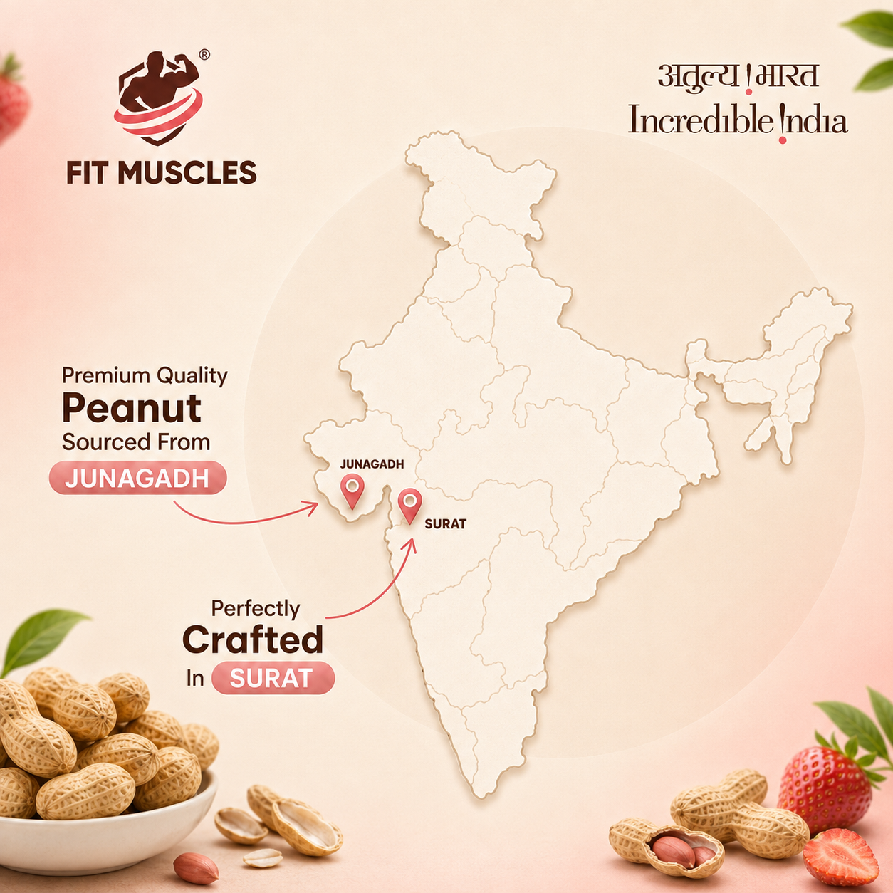 Natural Peanut Protein Powder- Strawberry