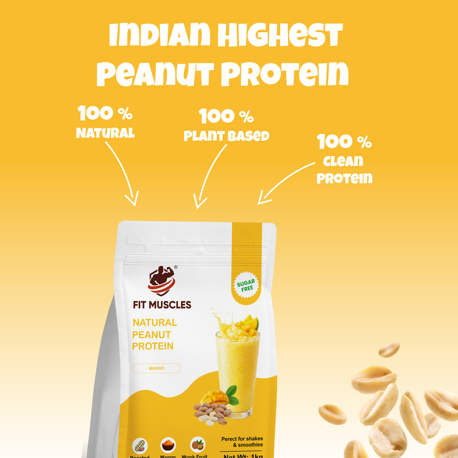 Natural Peanut Protein Powder - Mango