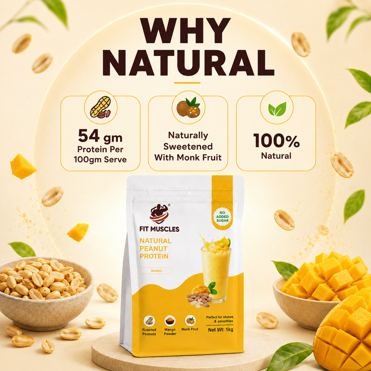 Natural Peanut Protein Powder - Mango