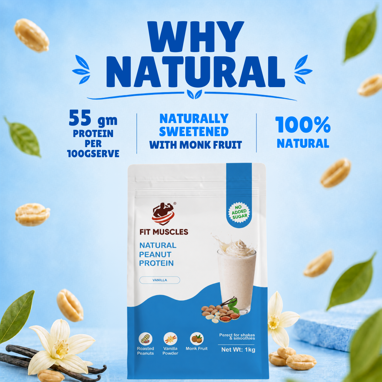 Natural Peanut Protein Powder - Vanilla
