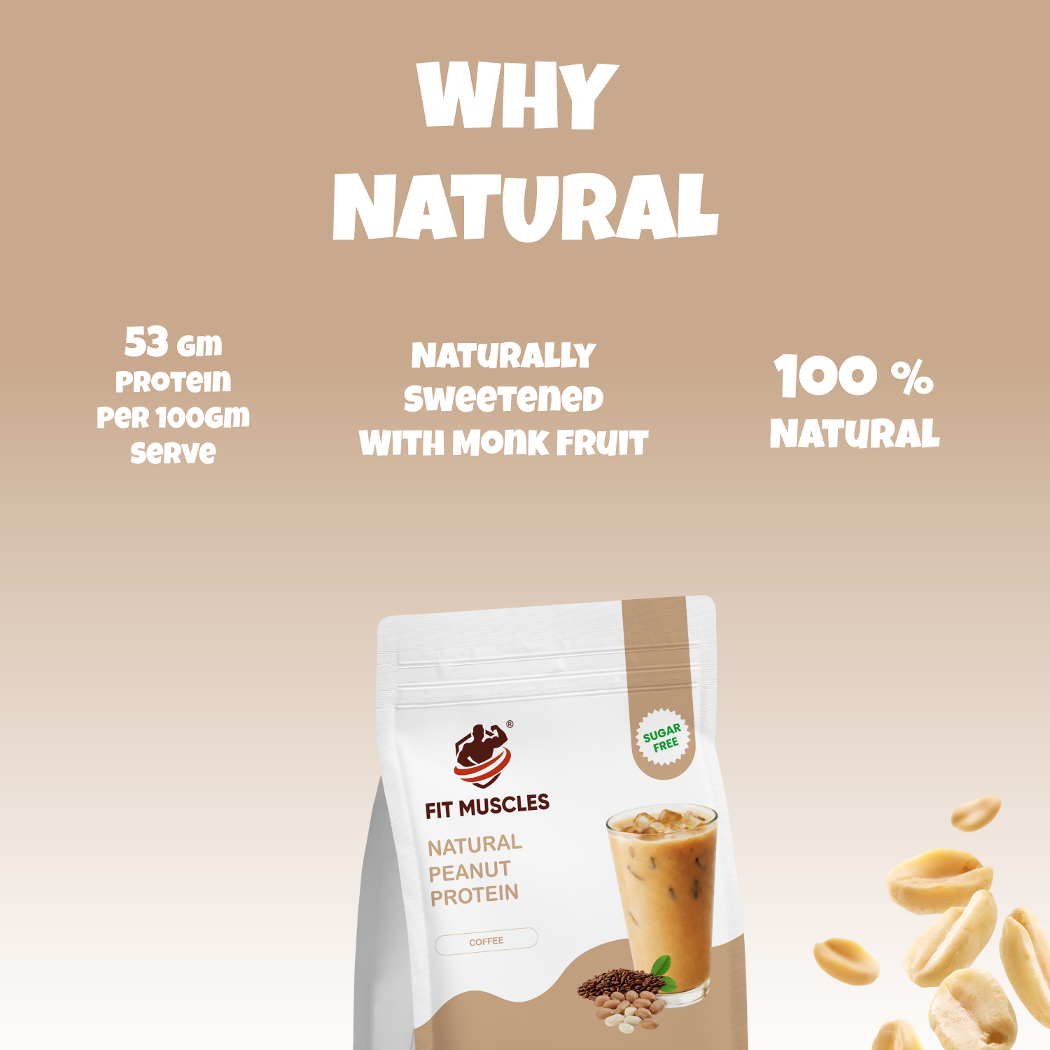 Natural Peanut Protein Powder - Coffee