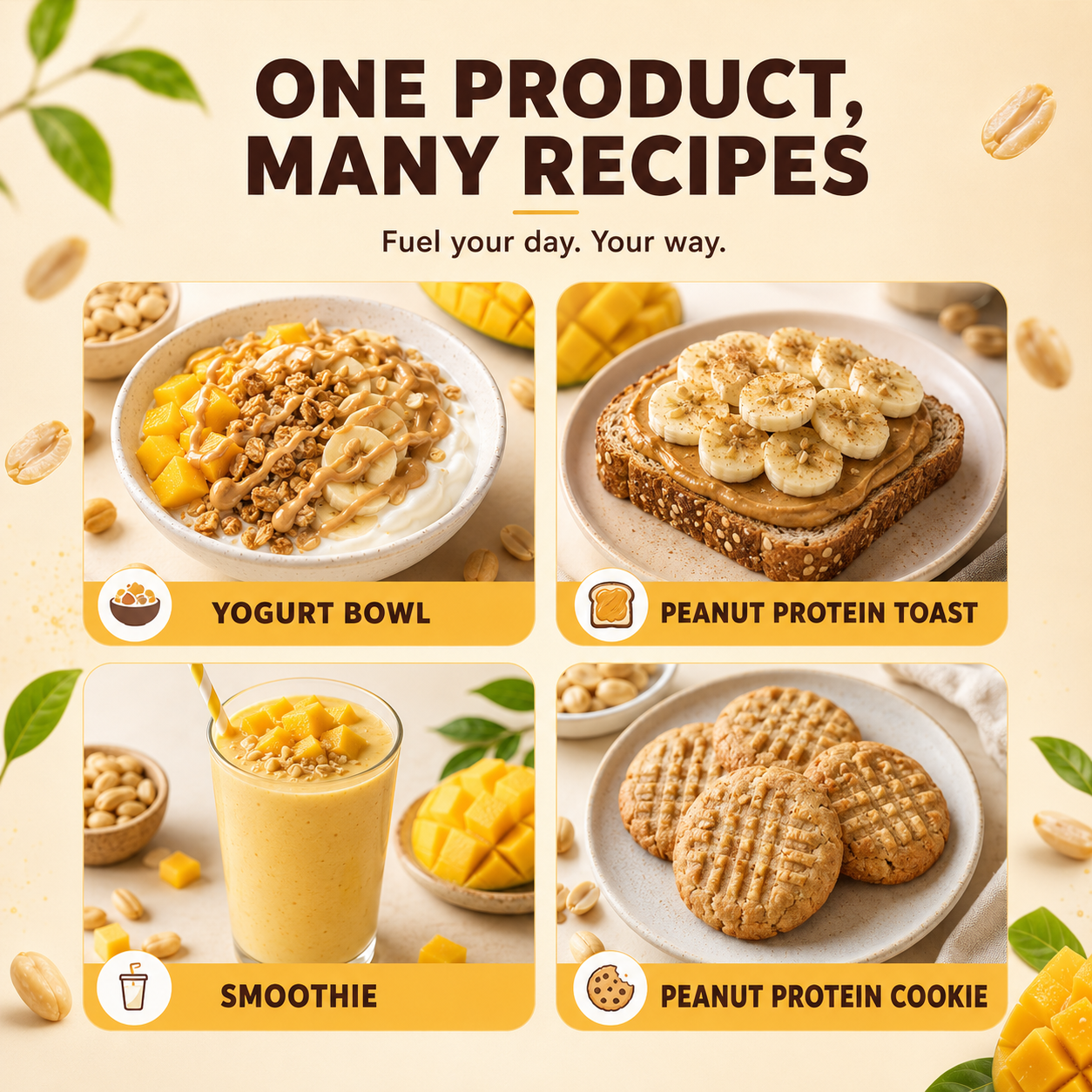 Natural Peanut Protein Powder - Mango