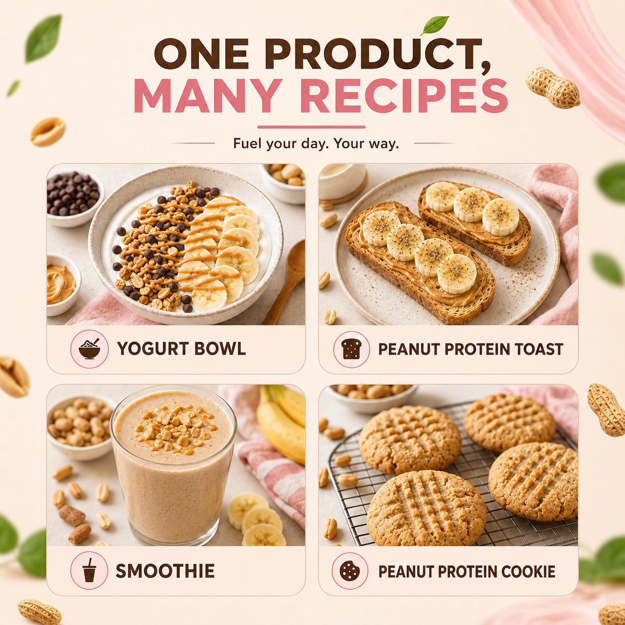 Natural Peanut Protein Powder- Strawberry