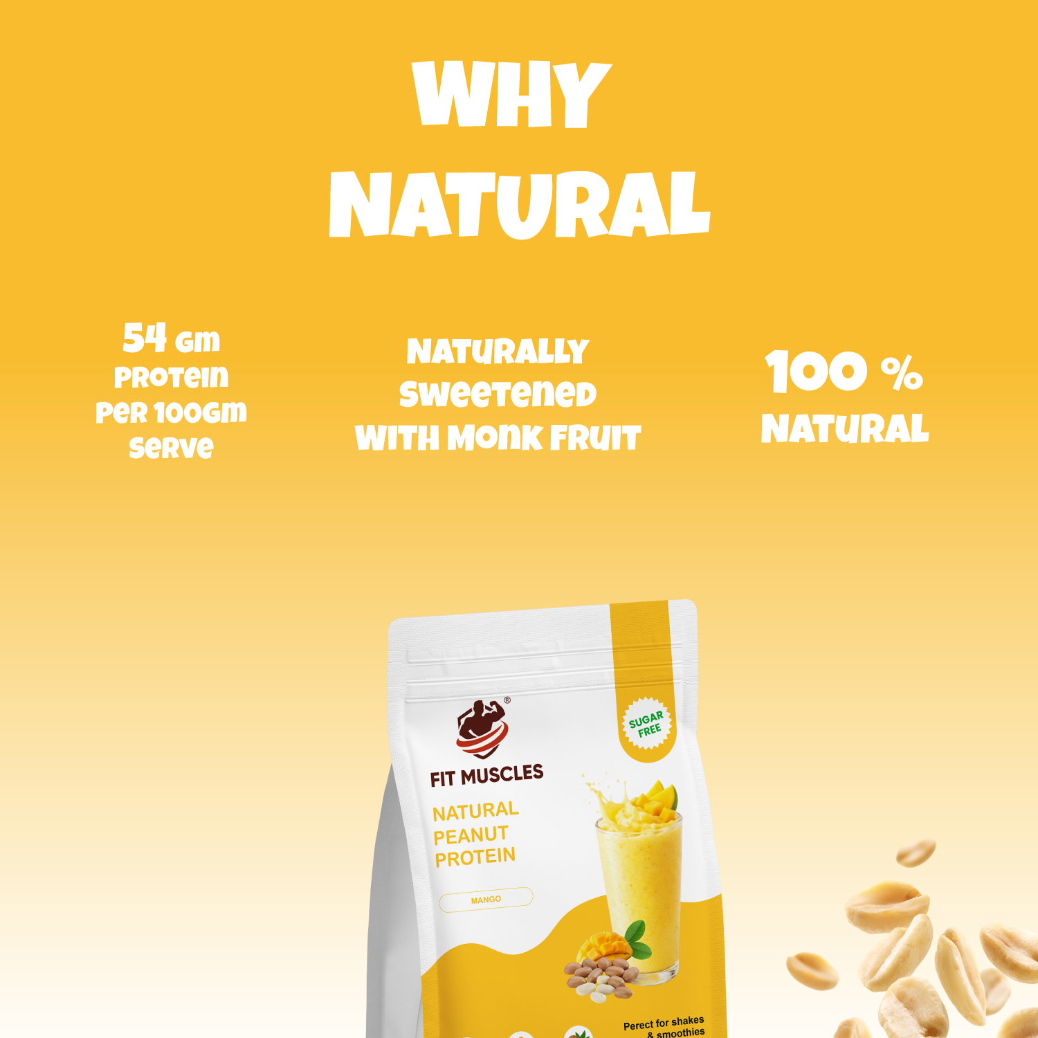 Natural Peanut Protein Powder - Mango