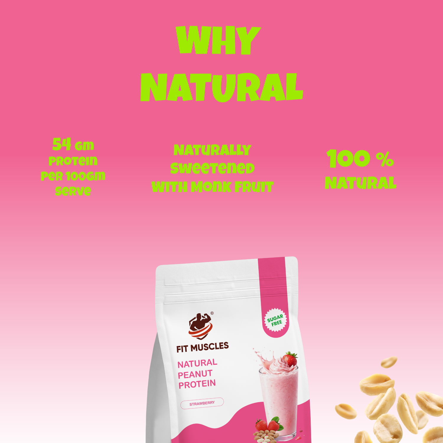 Natural Peanut Protein Powder- Strawberry