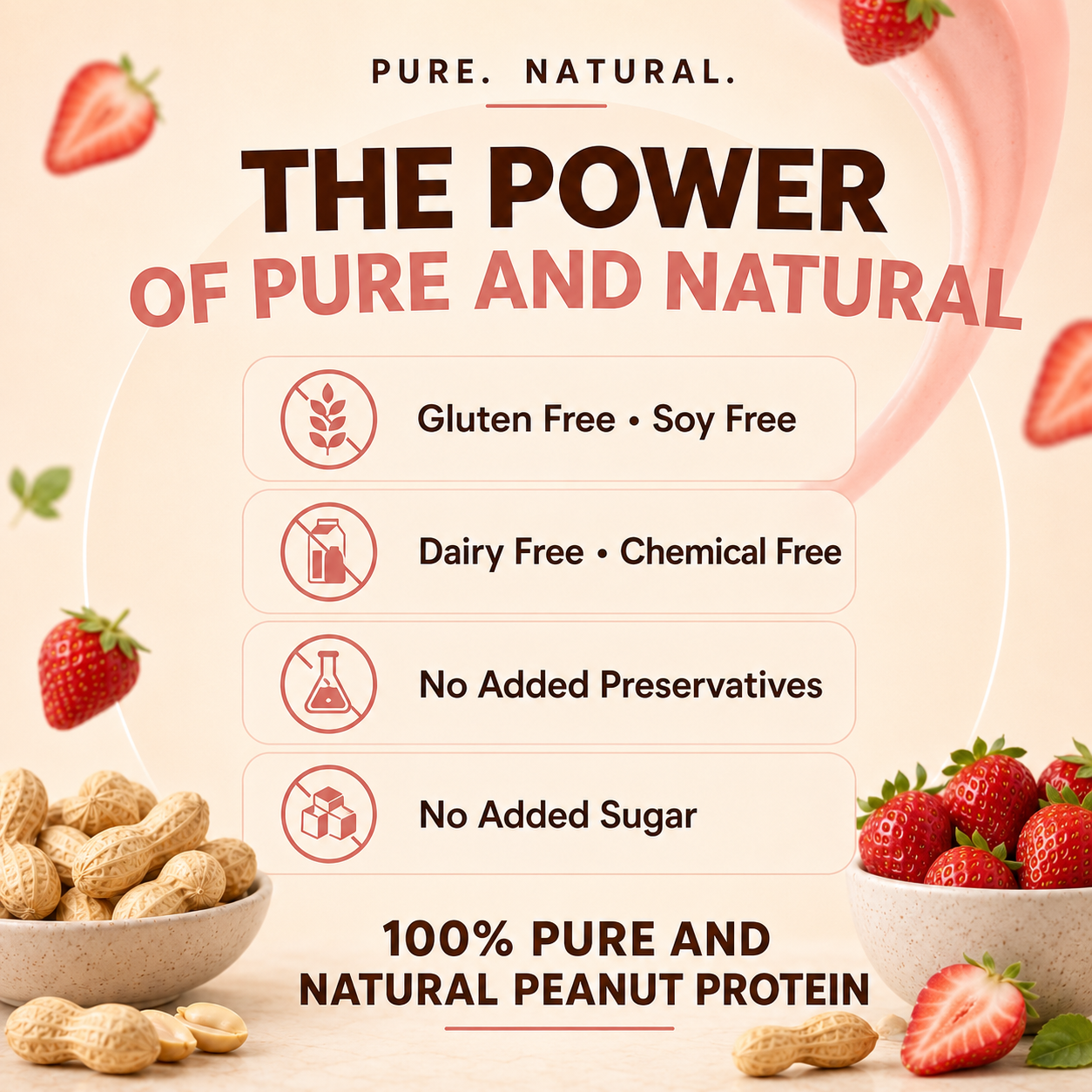 Natural Peanut Protein Powder- Strawberry