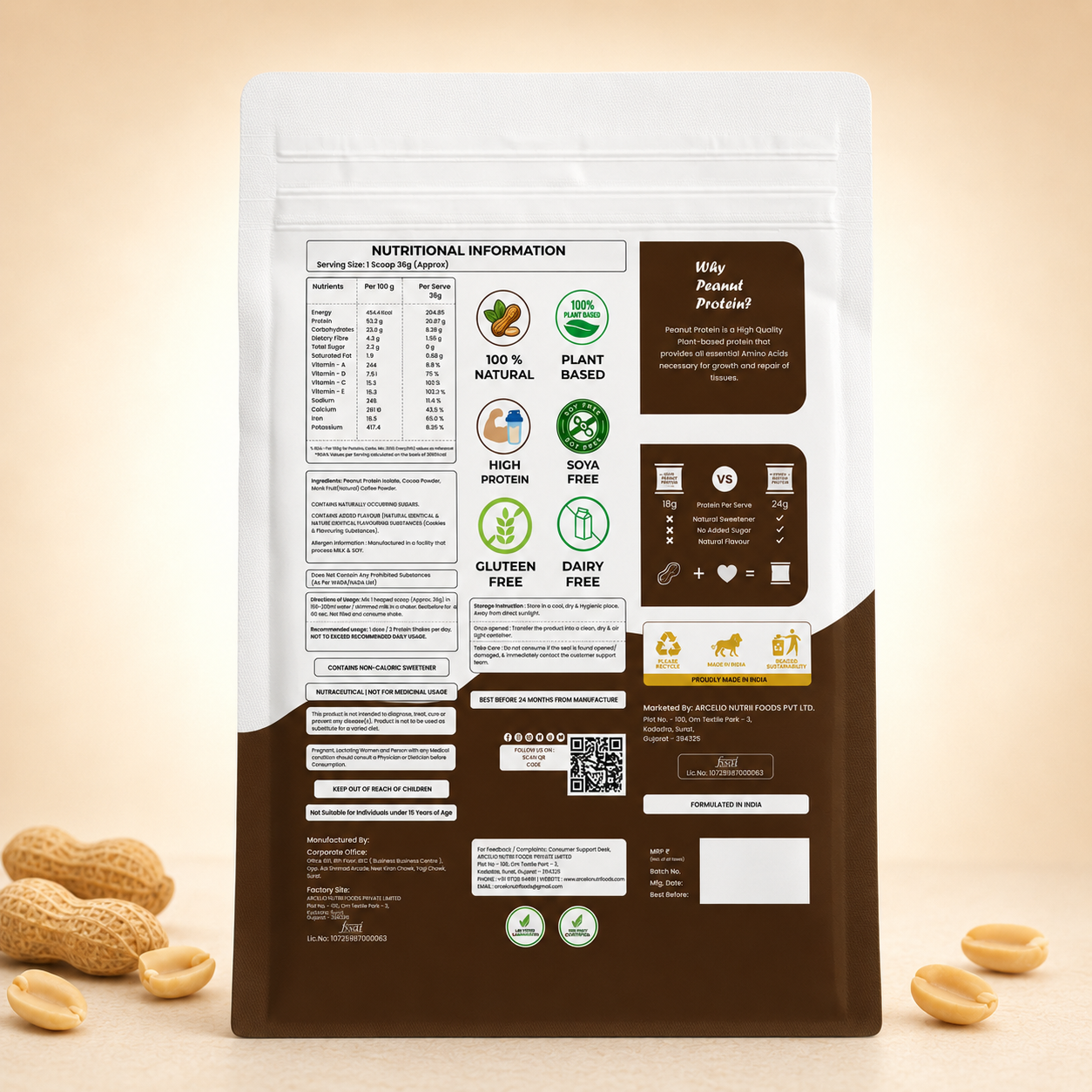 Natural Peanut Protein Powder-Dark Chocolate