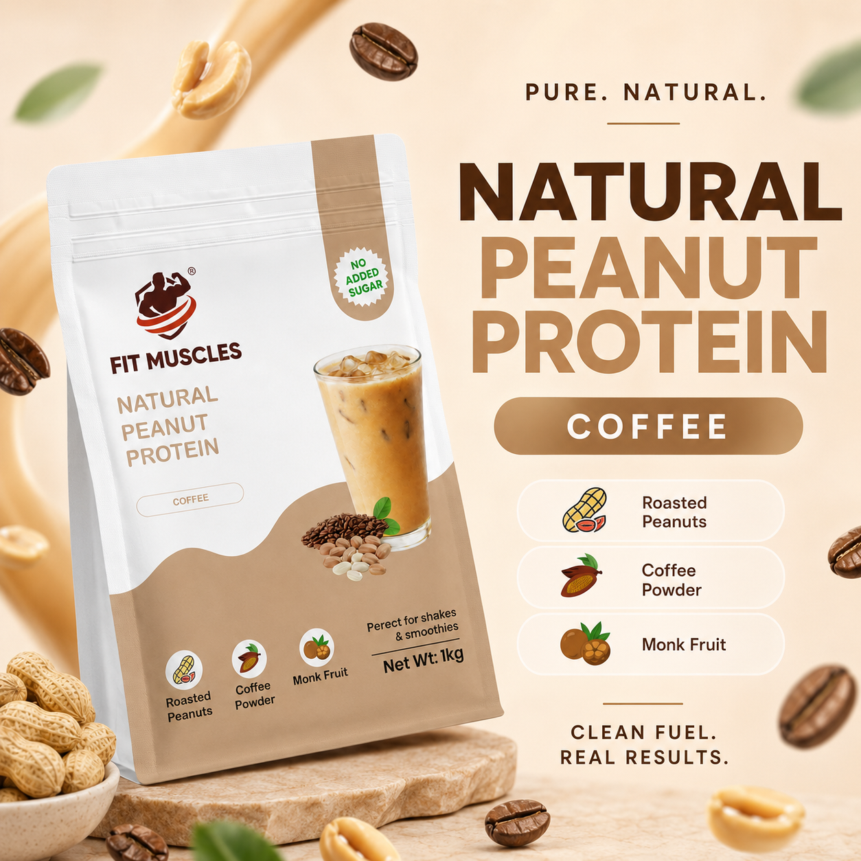 Natural Peanut Protein Powder - Coffee