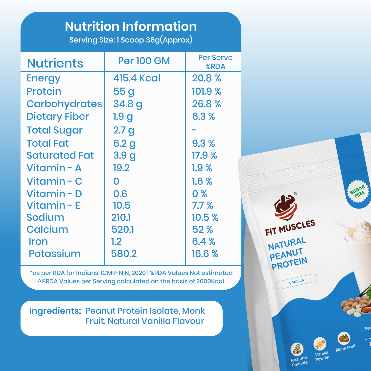 Natural Peanut Protein Powder - Vanilla