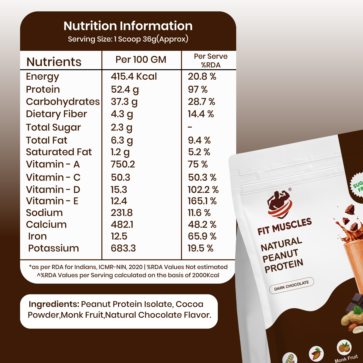 Natural Peanut Protein Powder-Dark Chocolate