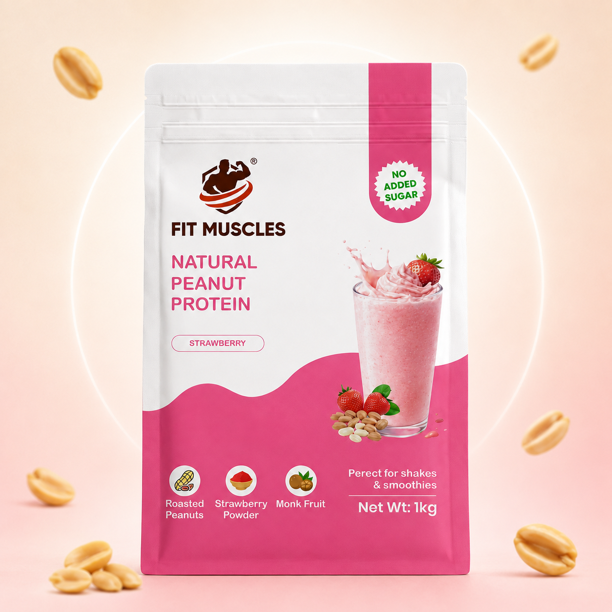 Natural Peanut Protein Powder- Strawberry