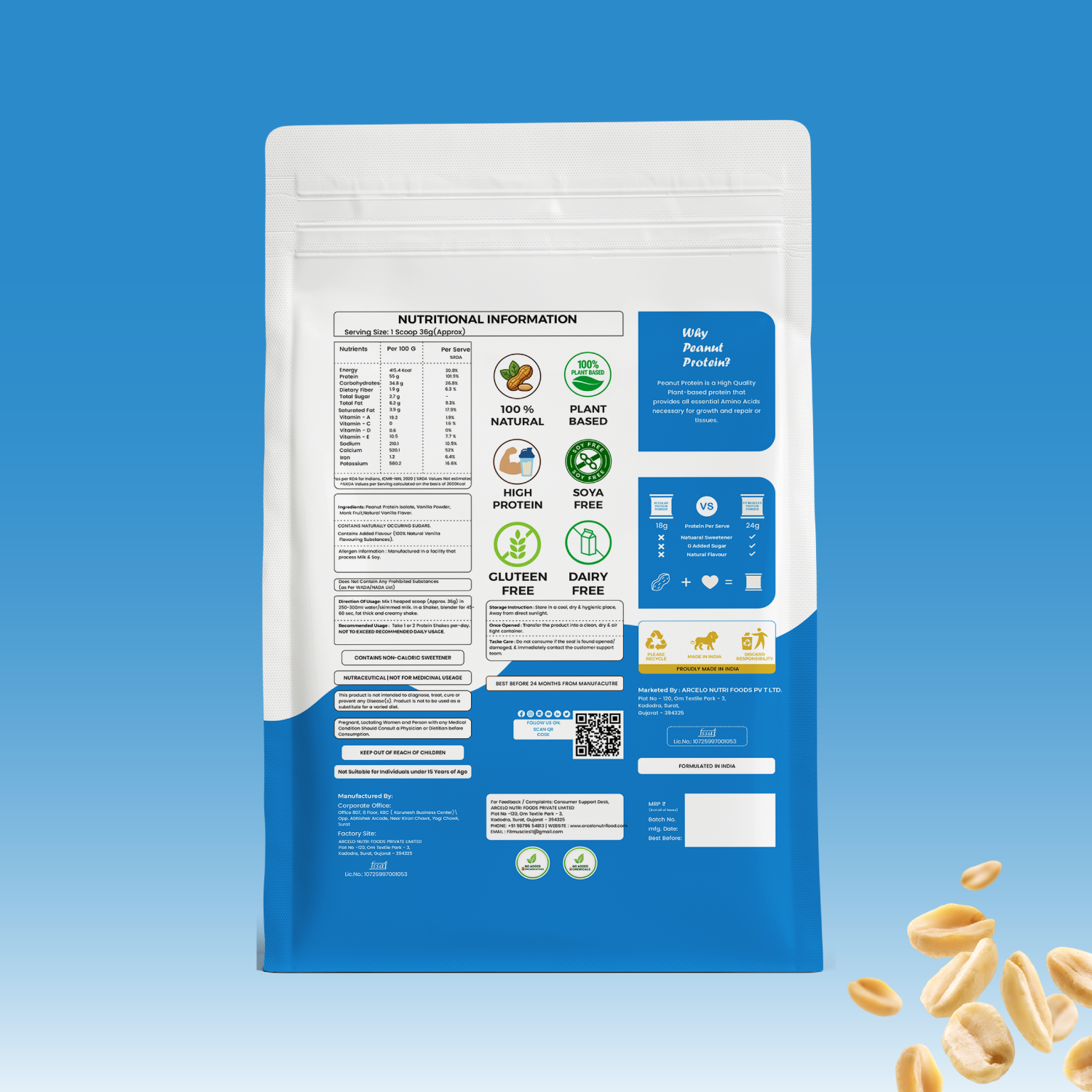 Natural Peanut Protein Powder - Vanilla