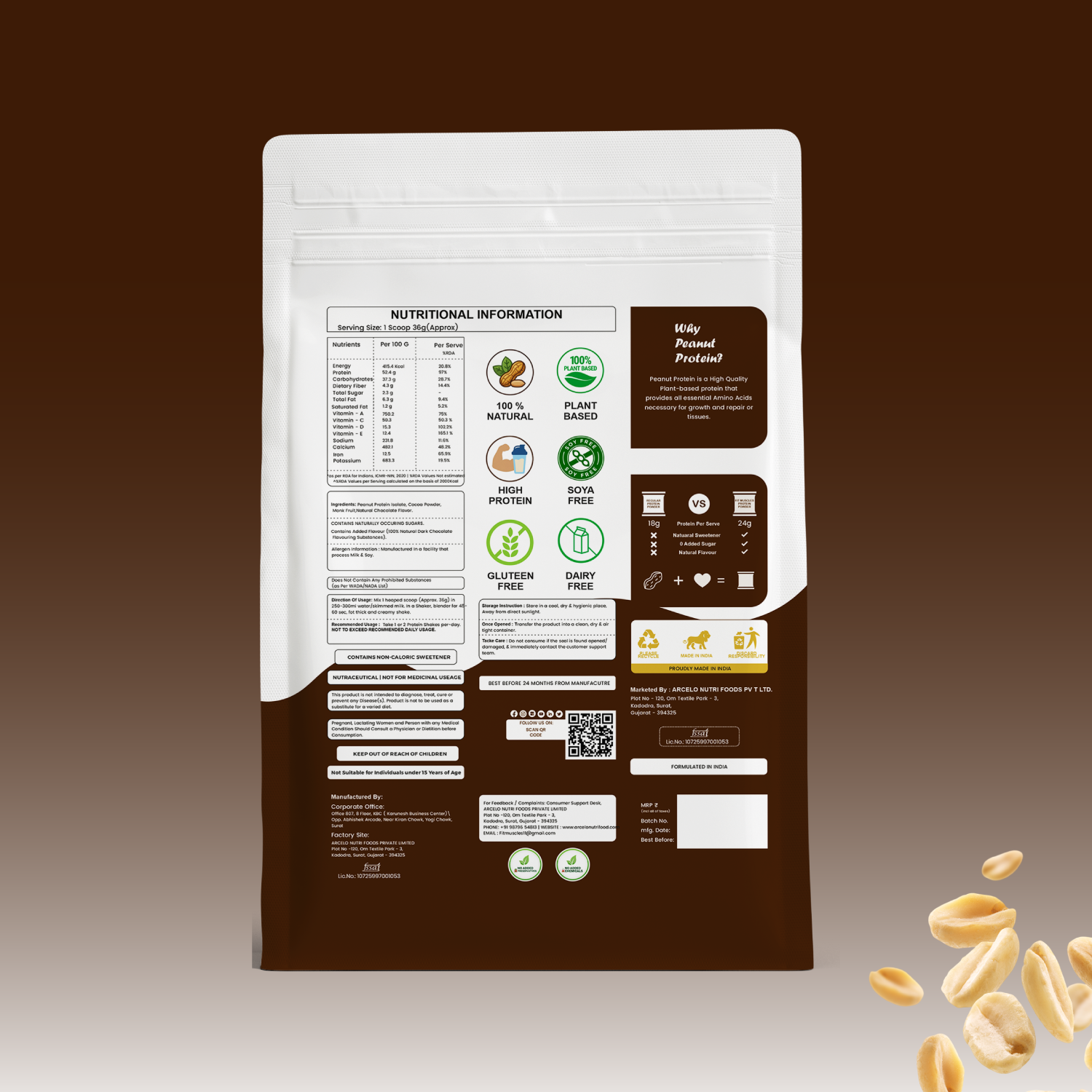 Natural Peanut Protein Powder-Dark Chocolate