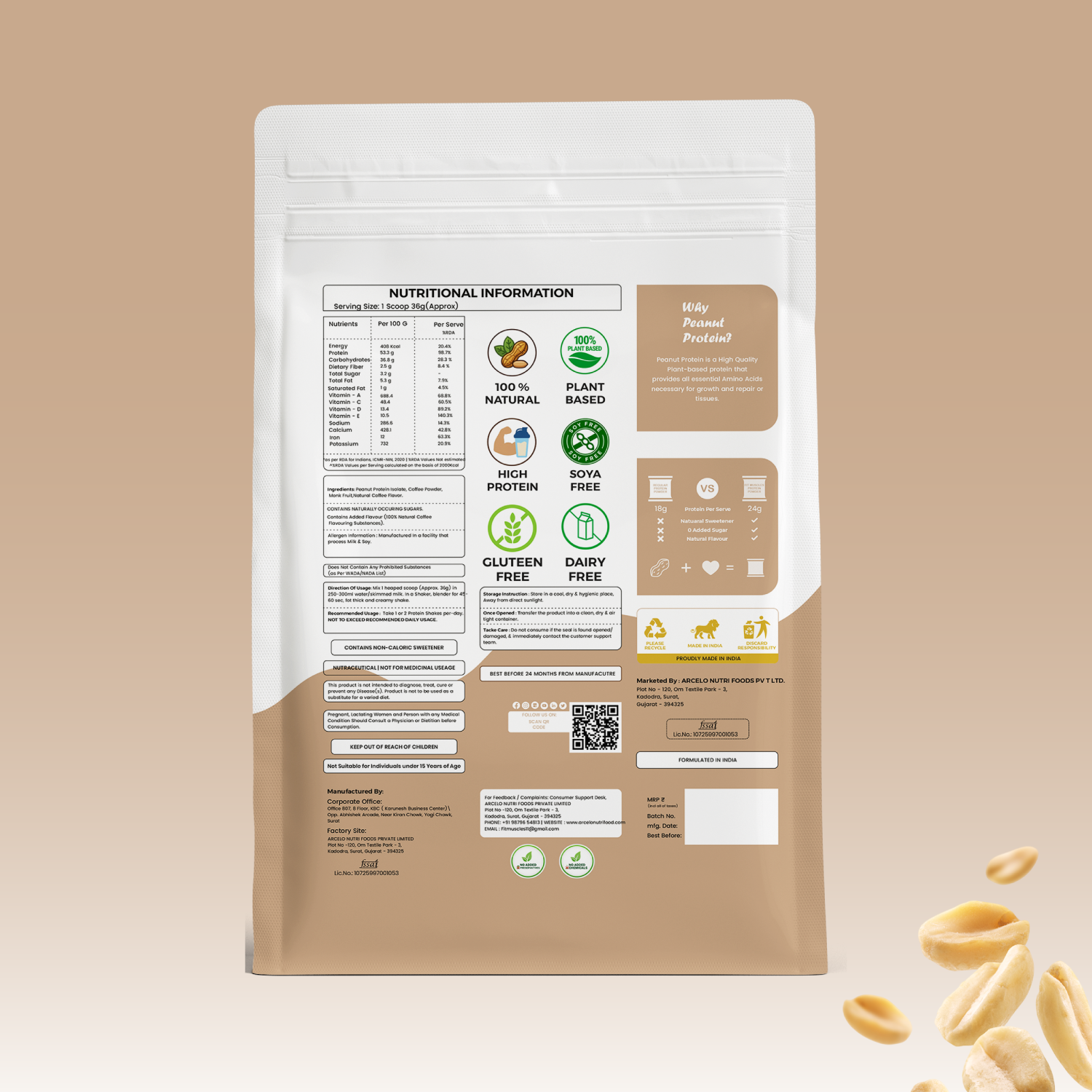 Natural Peanut Protein Powder - Coffee