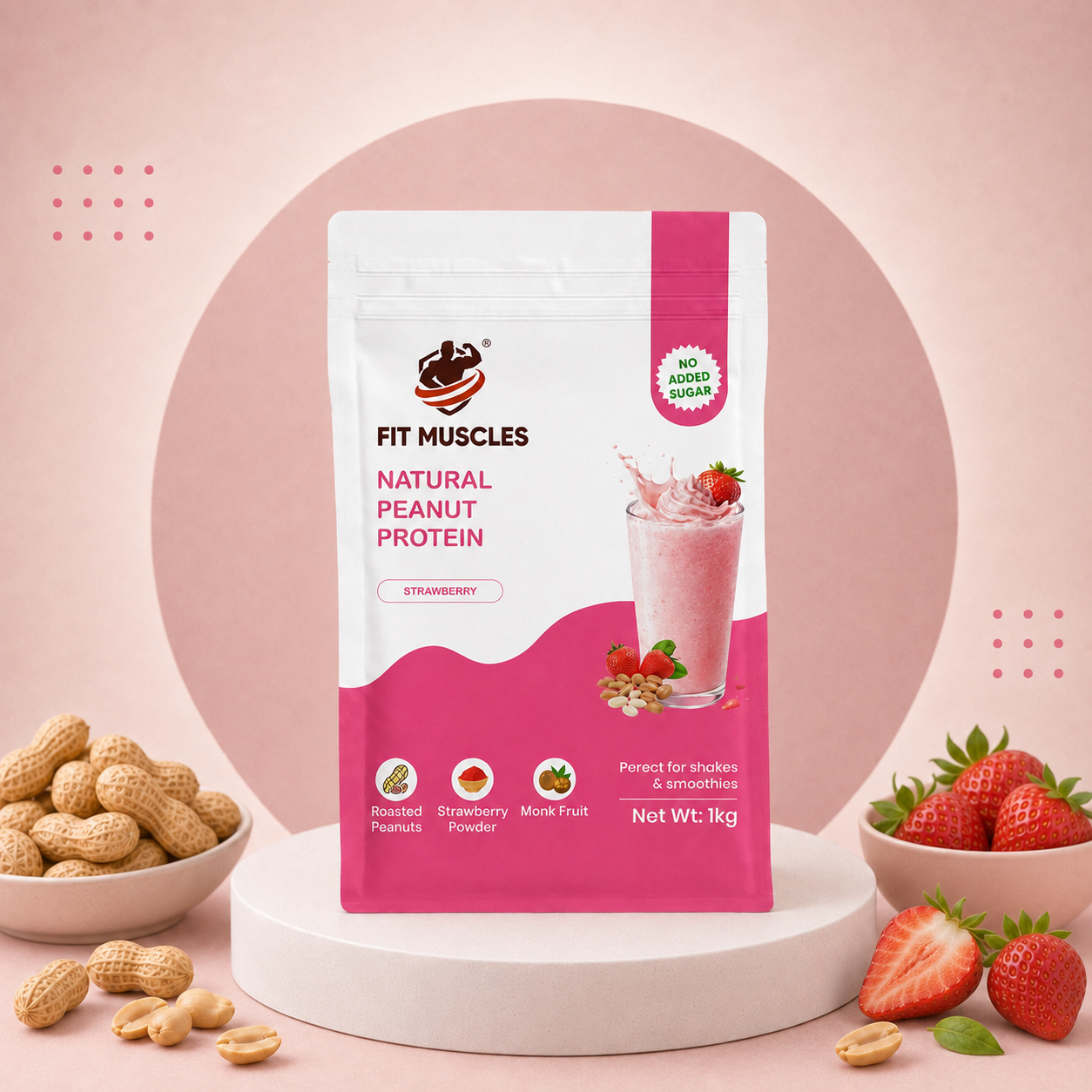 Natural Peanut Protein Powder- Strawberry
